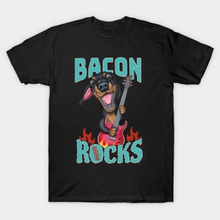 Yummy Bacon Rocks with Dachshund Doxie Dog tee T-Shirt